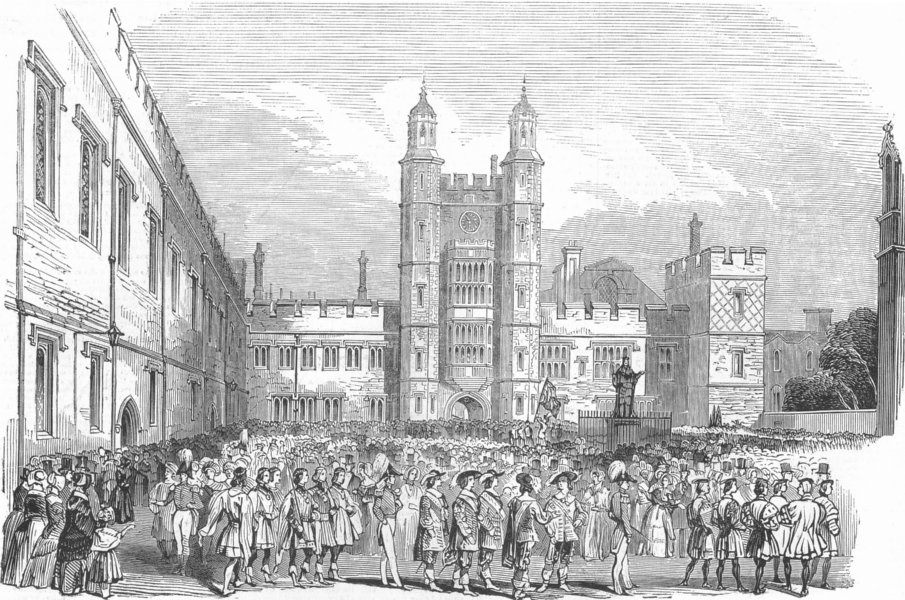 Associate Product Eton College. Eton Montem. Procession in the Quadrangle. Berkshire, print, 1844