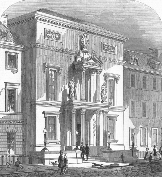 SCOTLAND. New Physicians Hall, Edinburgh, antique print, 1845