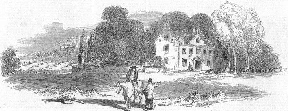 SCOTLAND. Prestonpans. Col Gardiner's House & Field, antique print, 1845