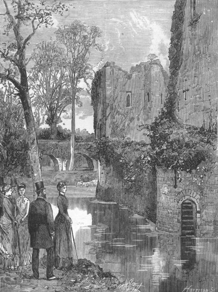 MONMOUTH. Prince of Wales, Raglan Castle, Moat-Walk, antique print, 1881