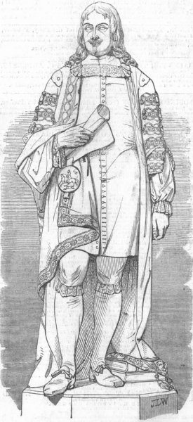 Associate Product LONDON. Earl of Clarendon statue, antique print, 1847