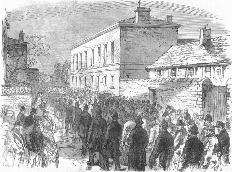 BARNSLEY. Colliery Riots. Prisoners going to Ct, antique print, 1870