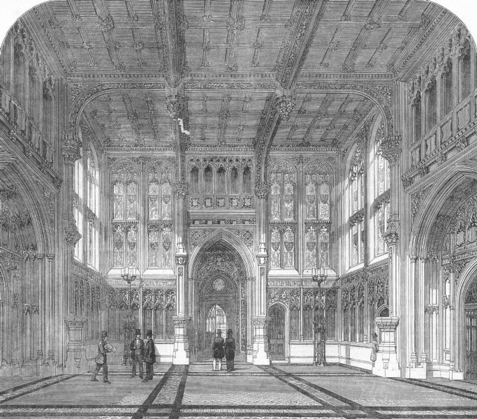 Associate Product HOUSES OF PARLIAMENT. Westminster. new. Lobby Commons, antique print, 1852