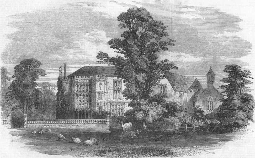 Associate Product BRYMPTON D'EVERCY. Church & Manor House, Yeovil, Somt, antique print, 1856