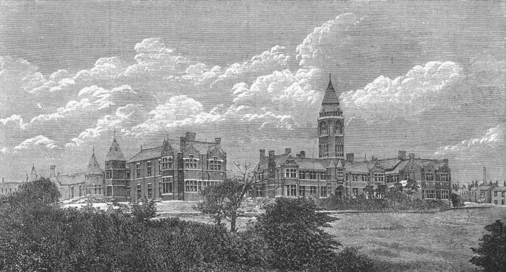 Associate Product LANCS. New hospital, Bolton, Lancashire, antique print, 1881