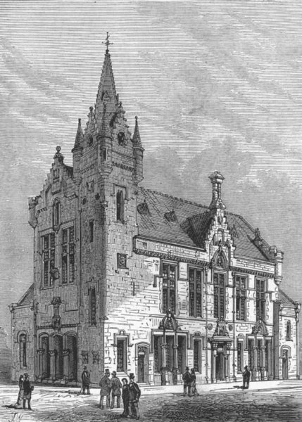 GLASGOW. Crosshill & Govanhill Burgh Hall , antique print, 1880