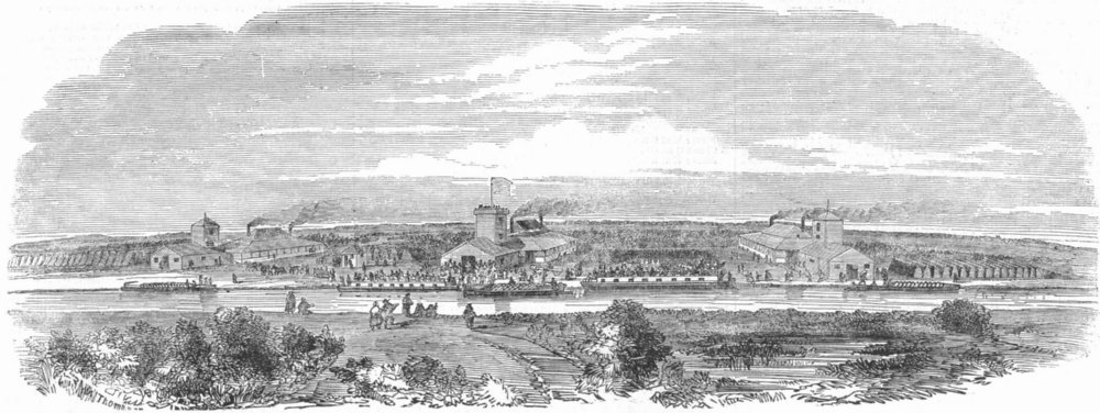 IRELAND. Model Station, Derrymullen, Bog of Allen, antique print, 1850