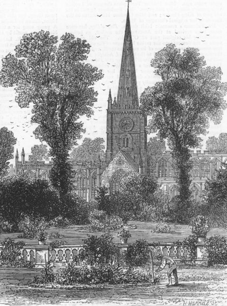 Associate Product STRATFORD. Church, where Shakespeare is buried, antique print, 1877