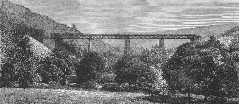 Associate Product DEVON. New & Somt Railway-Tone Valley Viaduct, antique print, 1873