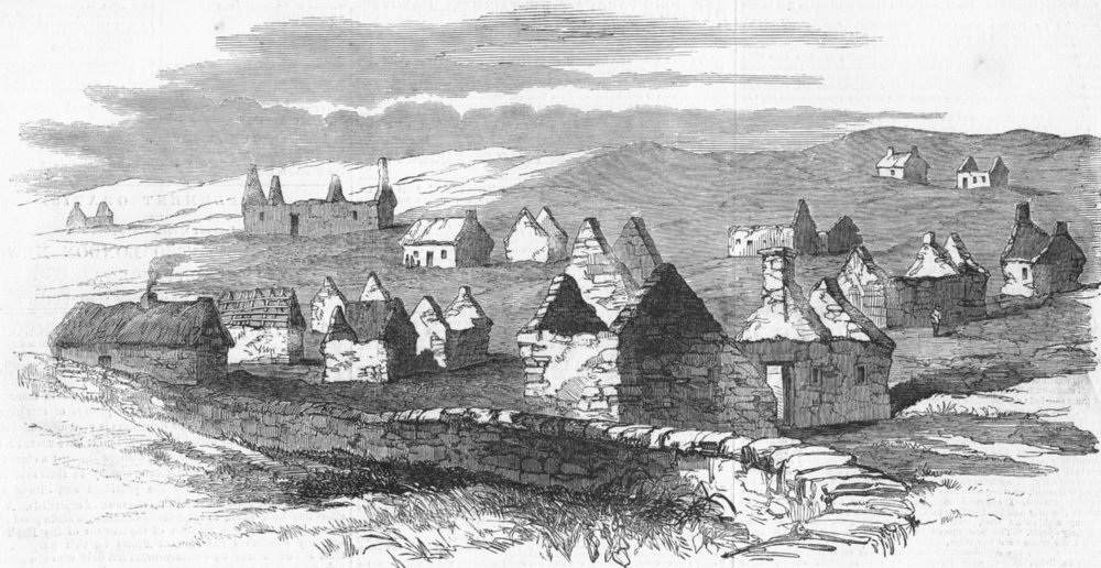 Associate Product IRELAND. Village of Moveen, antique print, 1849