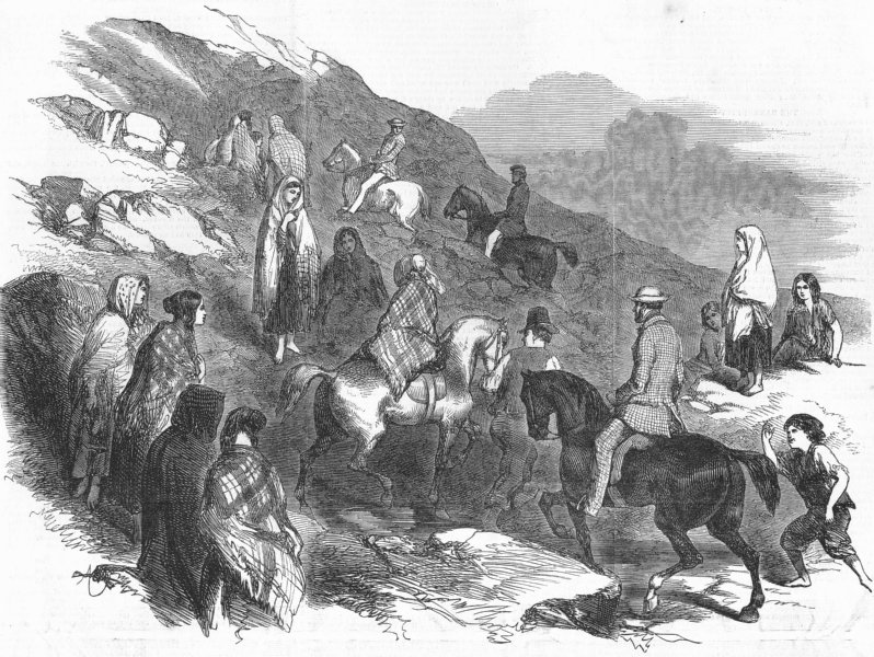 IRELAND. Killarney. Ascent of Mangerton, antique print, 1849