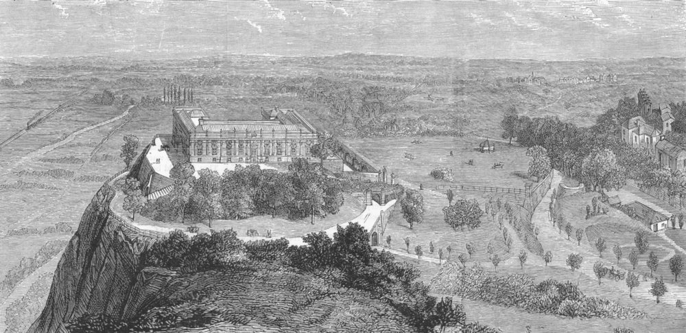 Associate Product LANDSCAPES. View of the castle, antique print, 1878