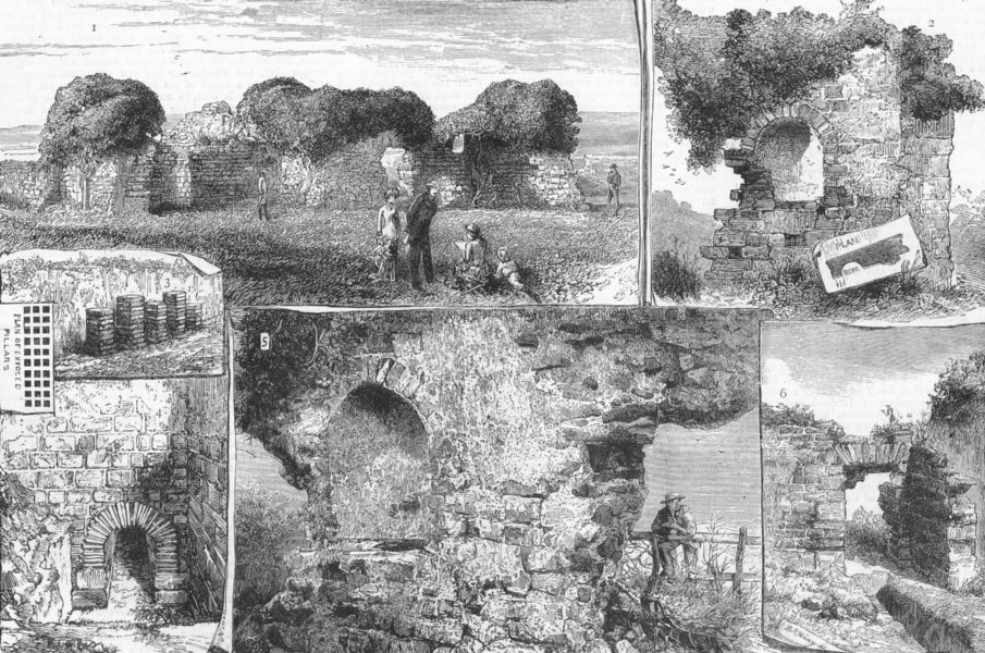 Associate Product CUMBS. Roman Remains, Walls Castle, Cumberland, antique print, 1882