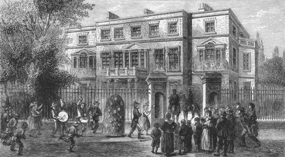 Associate Product LONDON. Montagu House, antique print, 1872