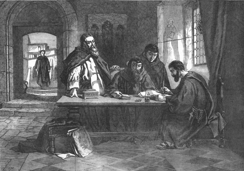 Associate Product RELIGIOUS. A monk instructing others, antique print, 1853