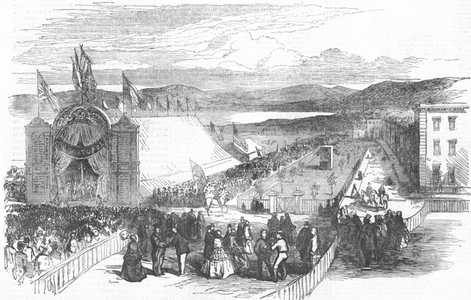 SAN FRANCISCO. Crimea victory celebration. South Park, antique print, 1856
