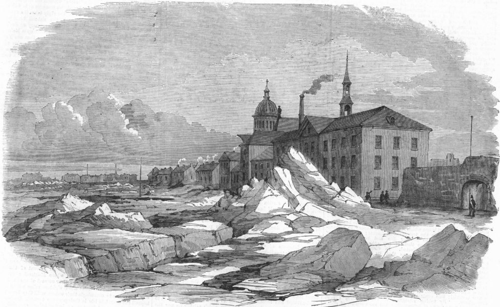 Associate Product CANADA. Breaking up of ice, St Lawrence, Montreal, antique print, 1859
