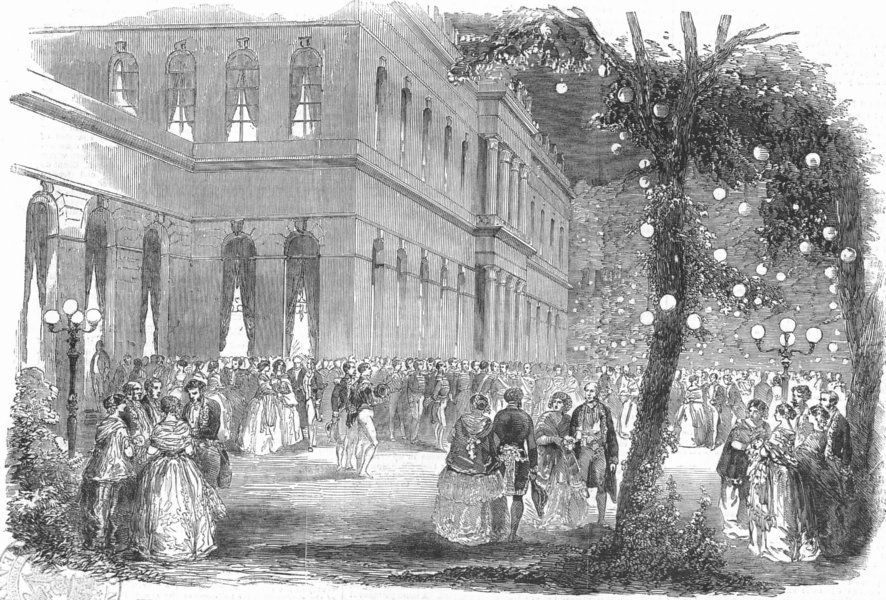 Associate Product PARIS. Fete, Elysee palace garden for Lord Raglan, antique print, 1854