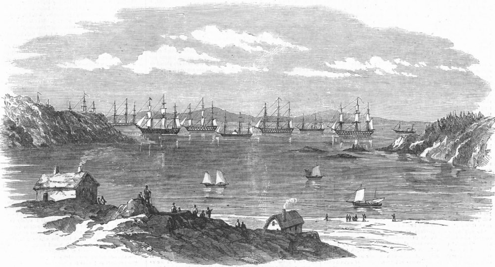 Associate Product SWEDEN. Baltic fleet, Anchor, Elgsnabben Bay, antique print, 1854