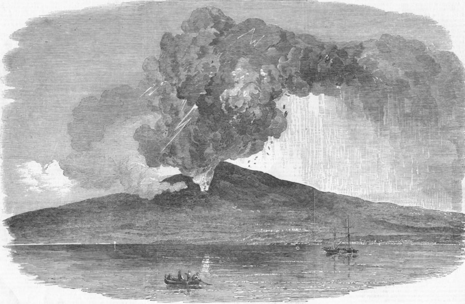 Associate Product ITALY. Etna, Eruption-from sea, antique print, 1852