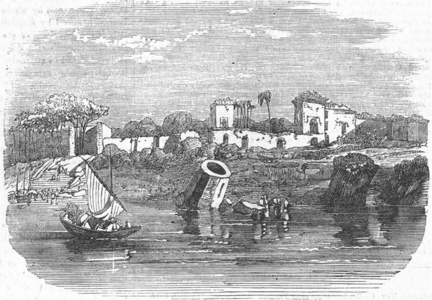 Associate Product TOWNS. Ruins of Mahometan Palace, Raj Mah'l, Ganges, antique print, 1855