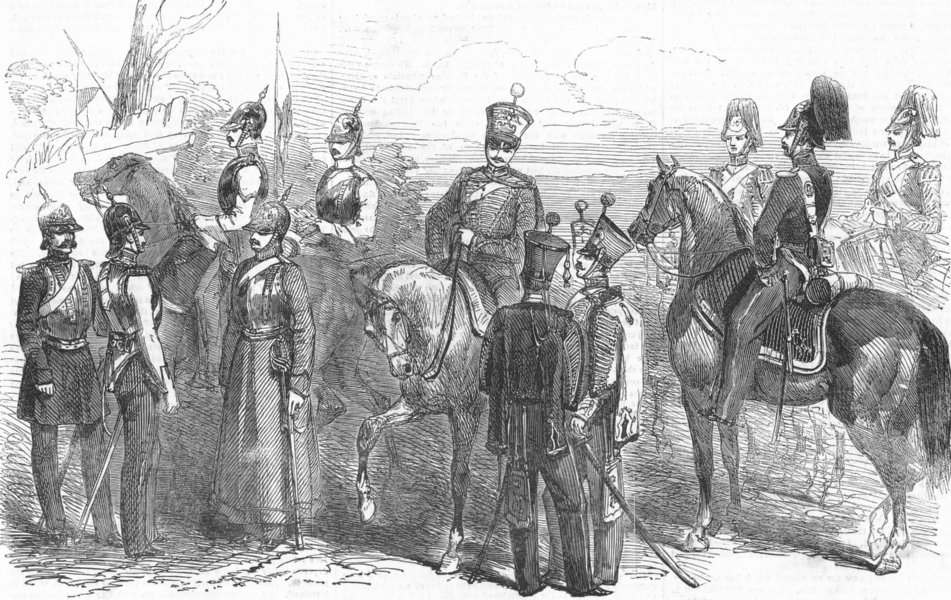Associate Product RUSSIA. n Cavalry. Chevalier guard; Hussars; Dragoons, antique print, 1853