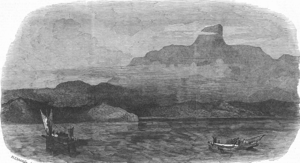 NEW GUINEA. Cape possession & mount Victoria , antique print, 1848