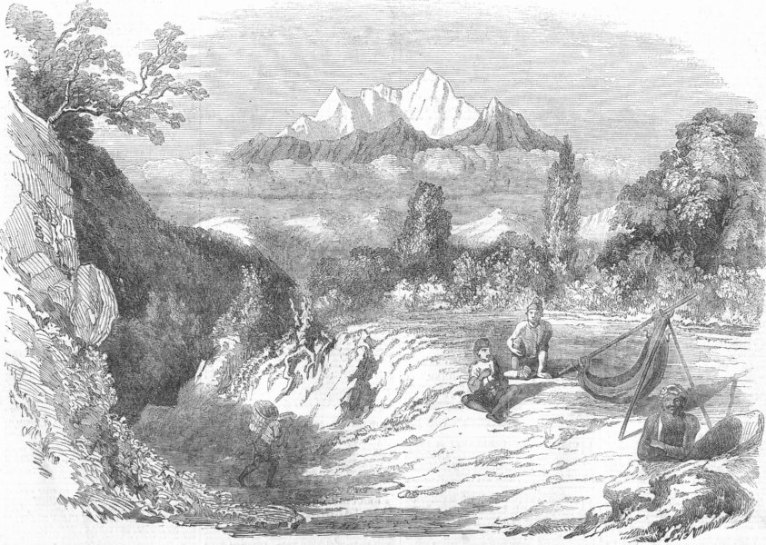 NEPAL. Goosain-than-Chundurgiri, antique print, 1855