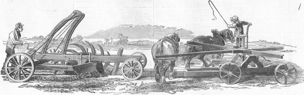 Associate Product FARMING. Paul's deep draining machine, antique print, 1849