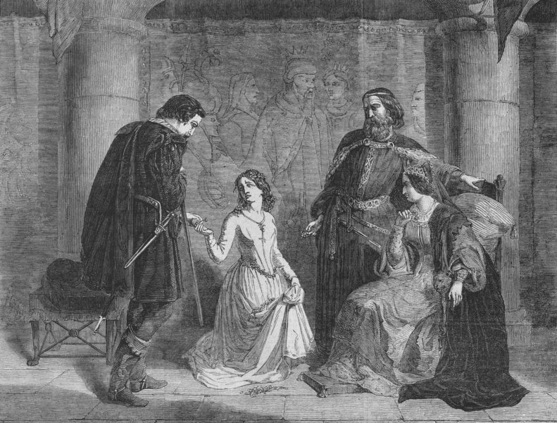 Associate Product SHAKESPEARE. 'Hamlet'-King, Ophelia & Laertes', antique print, 1852