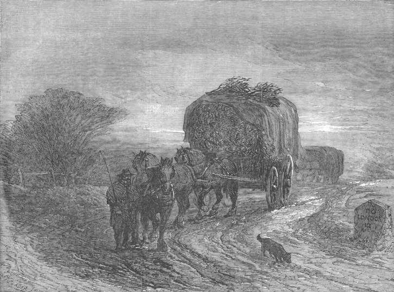 Associate Product CHRISTMAS. Market-wagon, antique print, 1853
