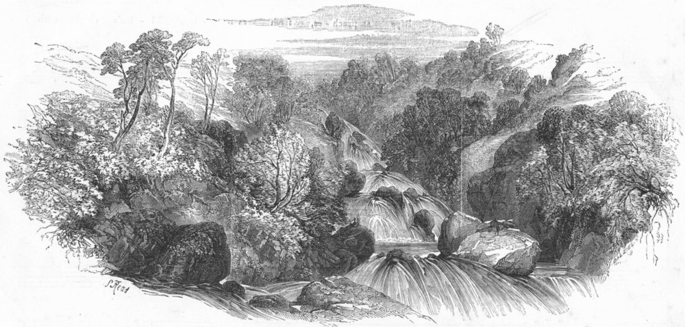Associate Product LANDSCAPES. Waterfalls, antique print, 1852