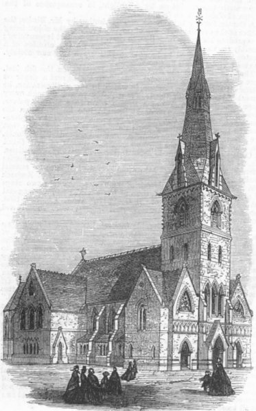 Associate Product CHURCHES. St Peter's Church, Wickham Rd, New Cross, antique print, 1867