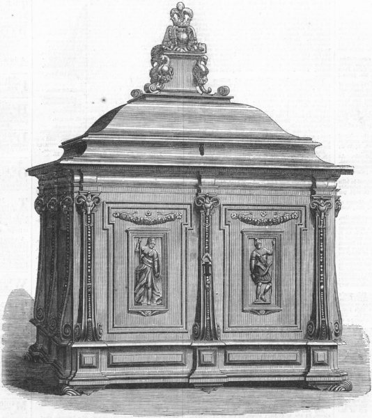 Associate Product LEEDS. Steel casket, National Exhibition of art, antique print, 1868