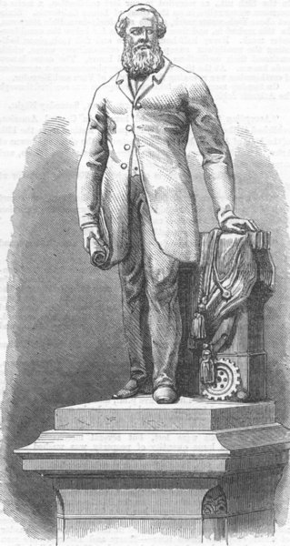 Associate Product YORKS. Statue of Peter Fairbairn, Leeds, antique print, 1868