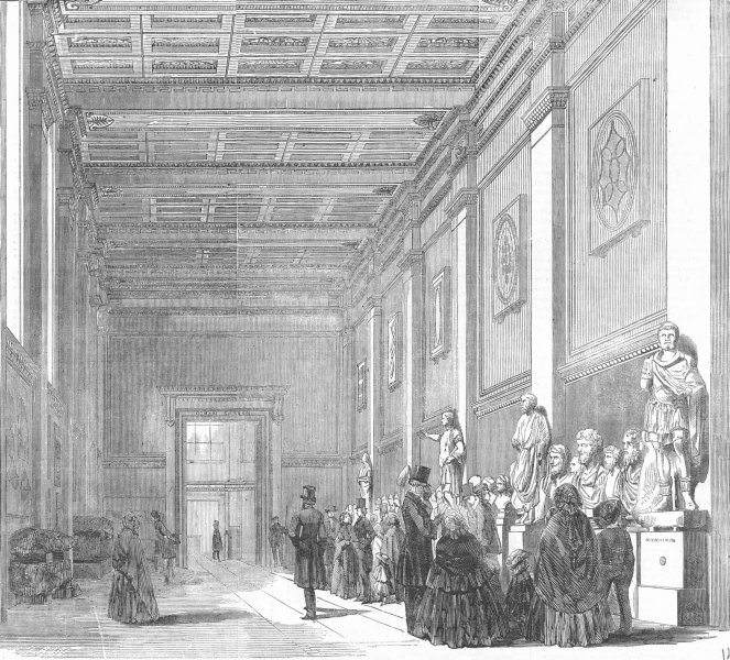 Associate Product LONDON. Corridor, or Roman Gallery, British Museum, antique print, 1857
