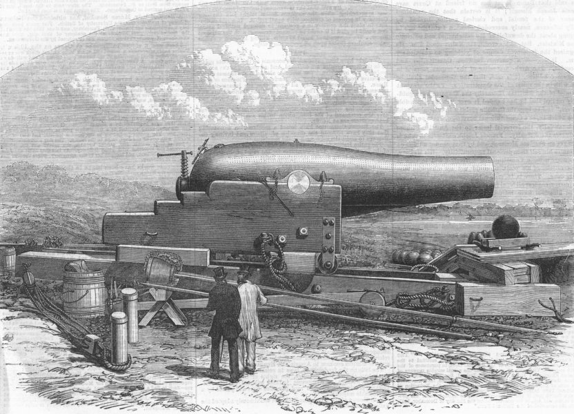 Associate Product USA. Rodman 15 inch gun, adopted for US navy, antique print, 1867