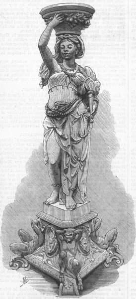 Associate Product DECORATIVE. Majolica figure of Negress, antique print, 1867