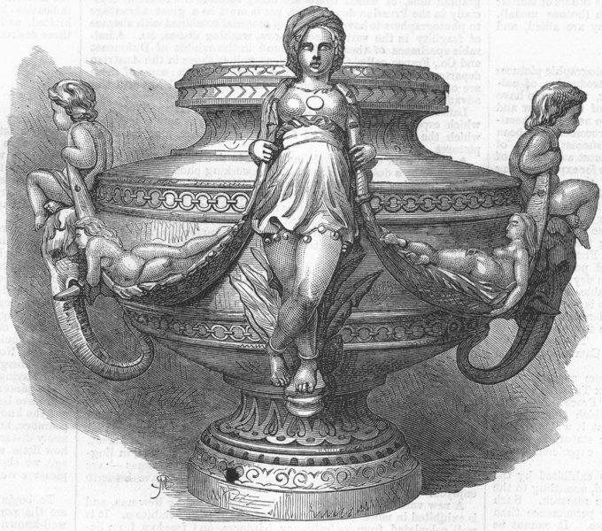 Associate Product DECORATIVE. Majolica vase, antique print, 1867