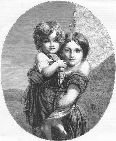 Associate Product YORKS. Two Yorkshire Bairns, antique print, 1865