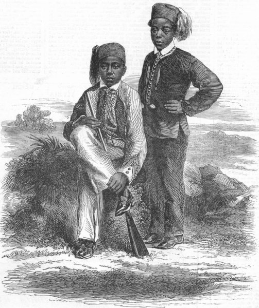Associate Product RWANDA. Source of Nile. Negro boys, Central Africa, antique print, 1863