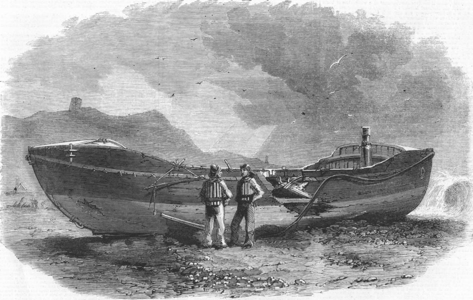 YORKS. Scarborough lifeboat after storm, antique print, 1861