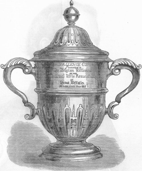Associate Product DECORATIVE. Challenge cup won by Belgian riflemen, antique print, 1867