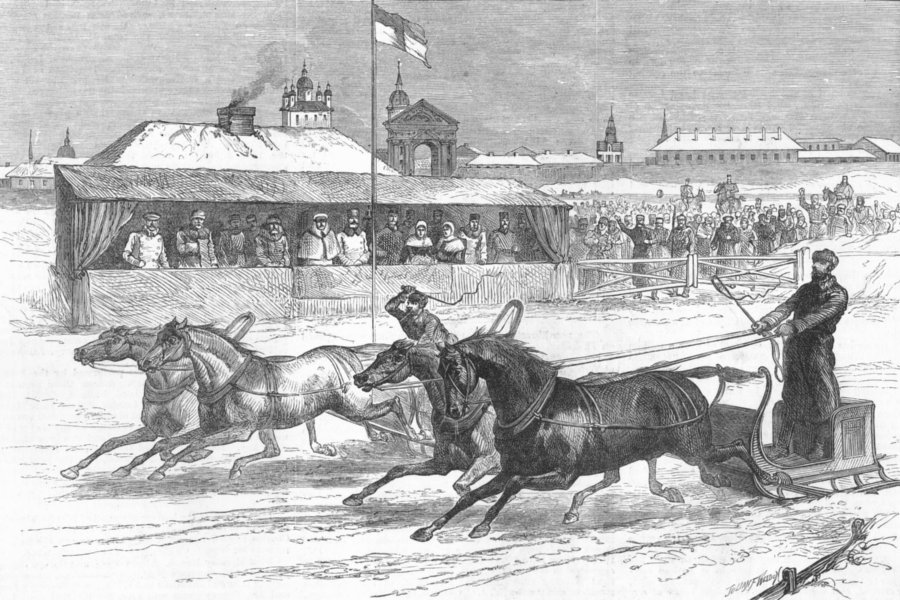 Associate Product RUSSIA. Our artist, Siberia. Horse-racing, Irkutsk, antique print, 1882