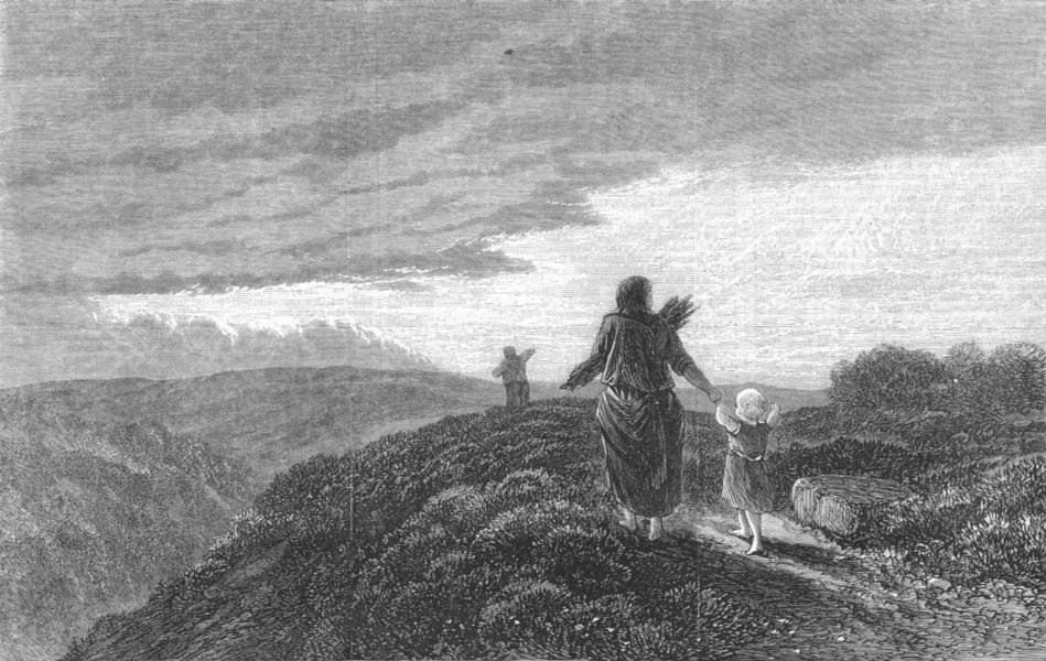 FAMILIES. Going Home, antique print, 1869