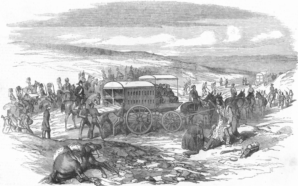 UKRAINE. Sevastopol-Dr Smith's ambulance wagon, antique print, 1854