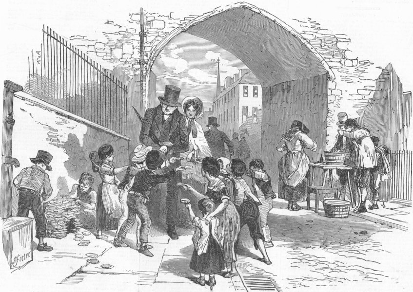 Associate Product CHILDREN. Oyster Day-Please to remember Grotto, antique print, 1851