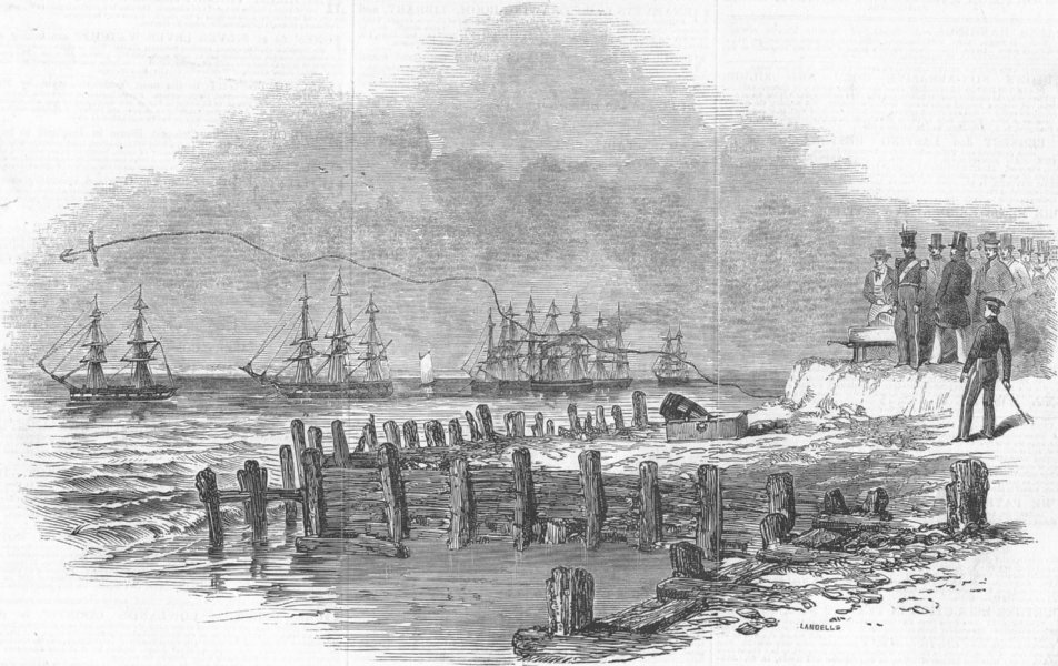 Associate Product SHIPS. Jerningham Shipwreck rescue Test, antique print, 1846