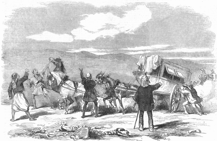 Associate Product TRANSPORT. Travelling in the desert, antique print, 1857