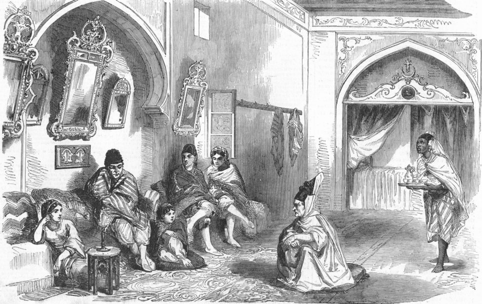 Associate Product ALGIERS. Room, Moorish House. family of Hussein Pacha, antique print, 1858